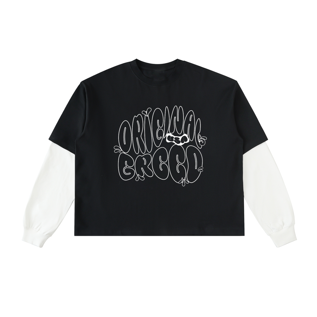 Graffiti  Contrast Sleeve Cotton T-Shirt