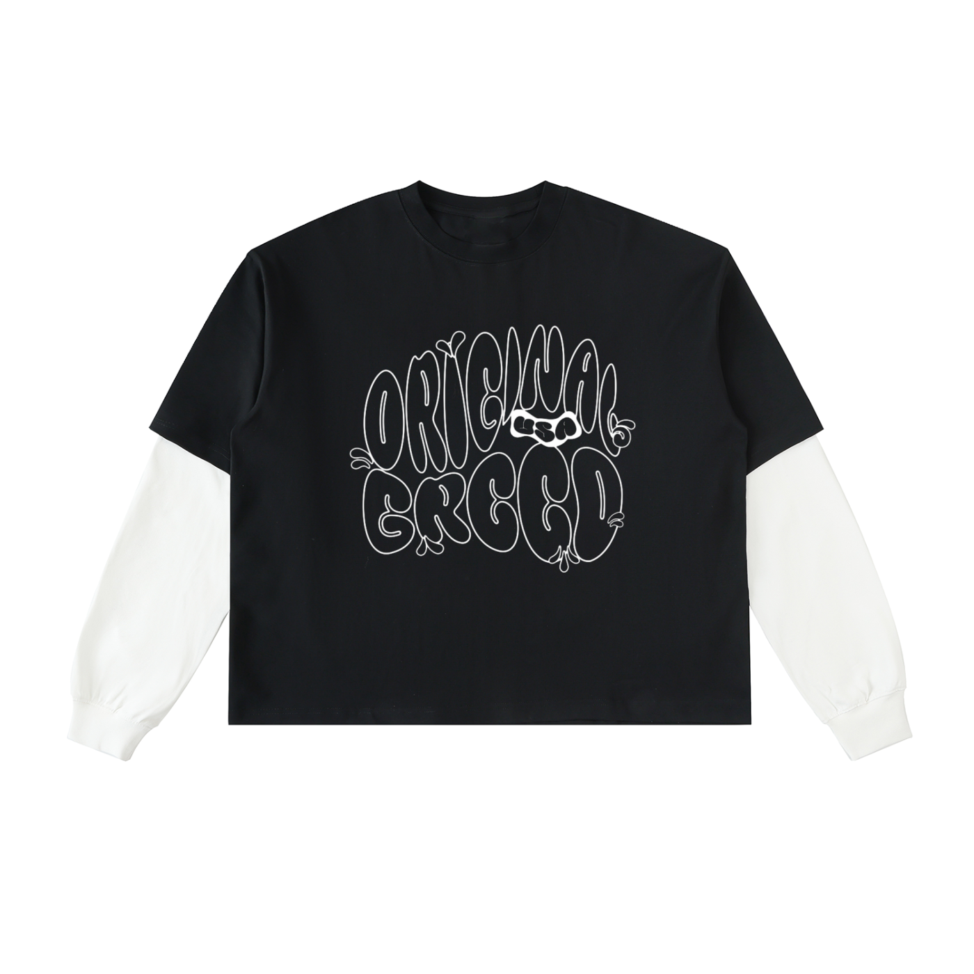 Graffiti  Contrast Sleeve Cotton T-Shirt