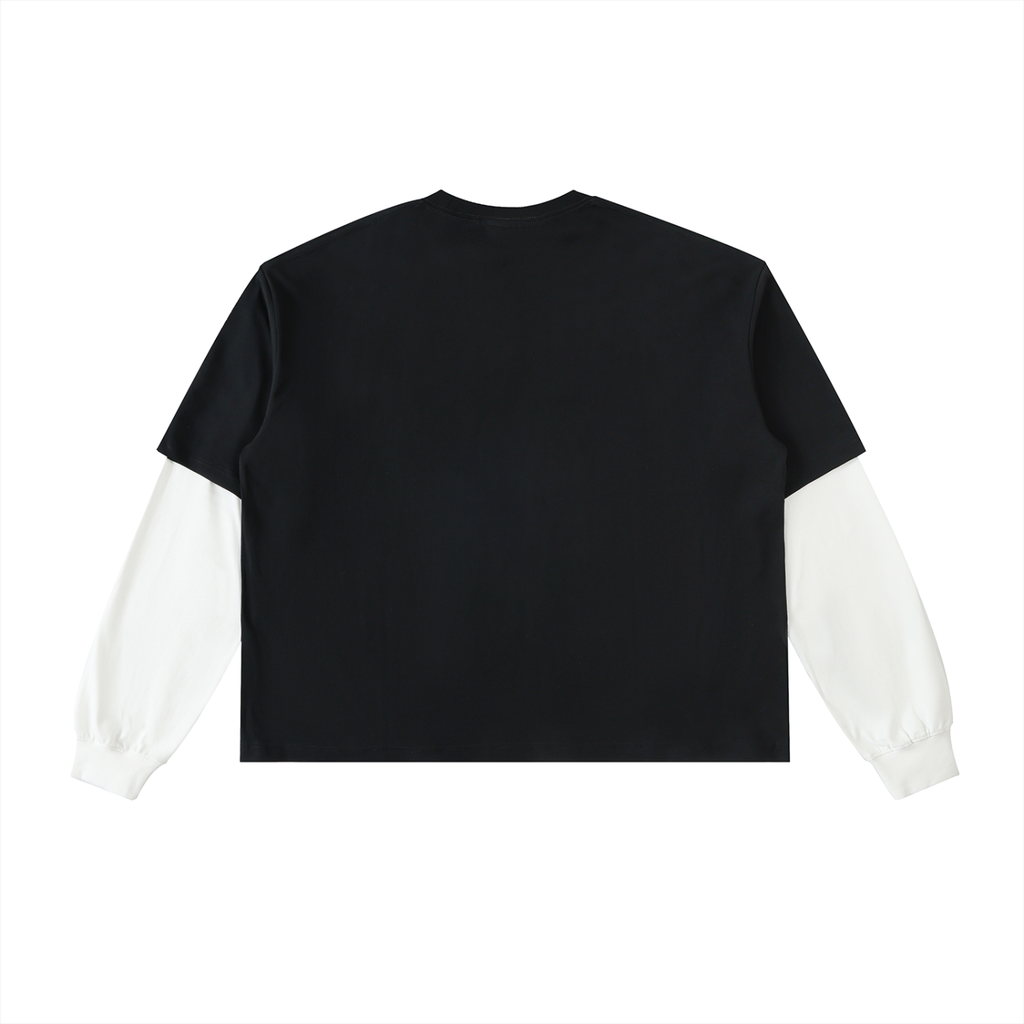 MURAL Layered Contrast Sleeve Cotton T-Shirt