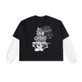 CHILD SOLDIER Layered Contrast Sleeve Cotton T-Shirt