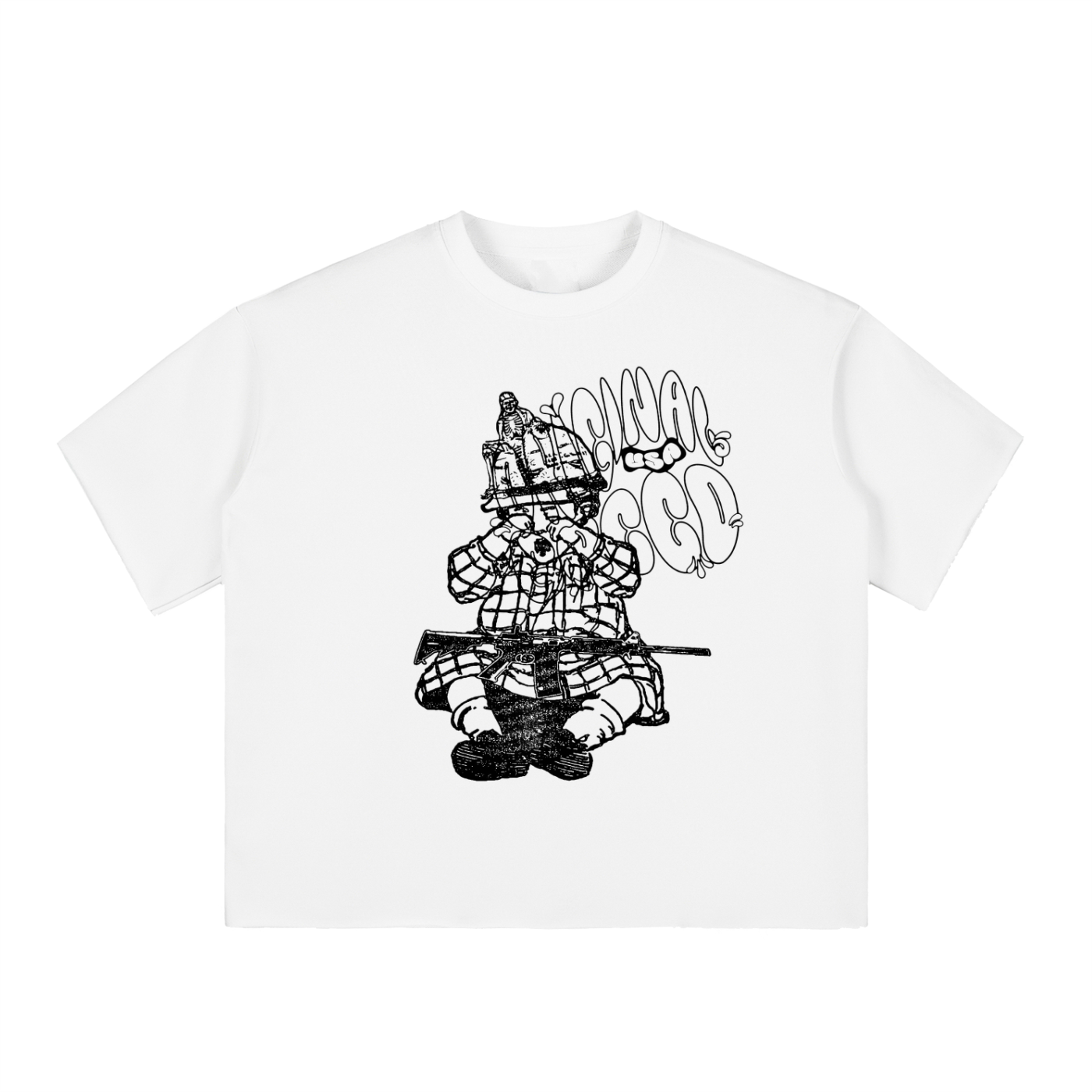 Boxy Half-Sleeve Raw-Edge T-Shirt
