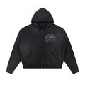 Grafitti Sun Faded Frayed Raw Edge Fleece Zip Hoodie