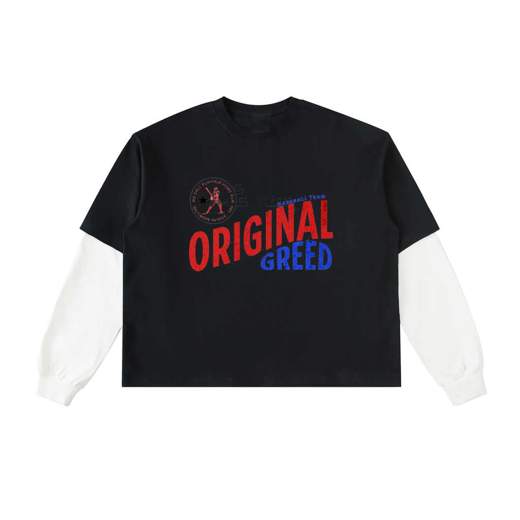 SLUGGER Layered Contrast Sleeve Cotton T-Shirt