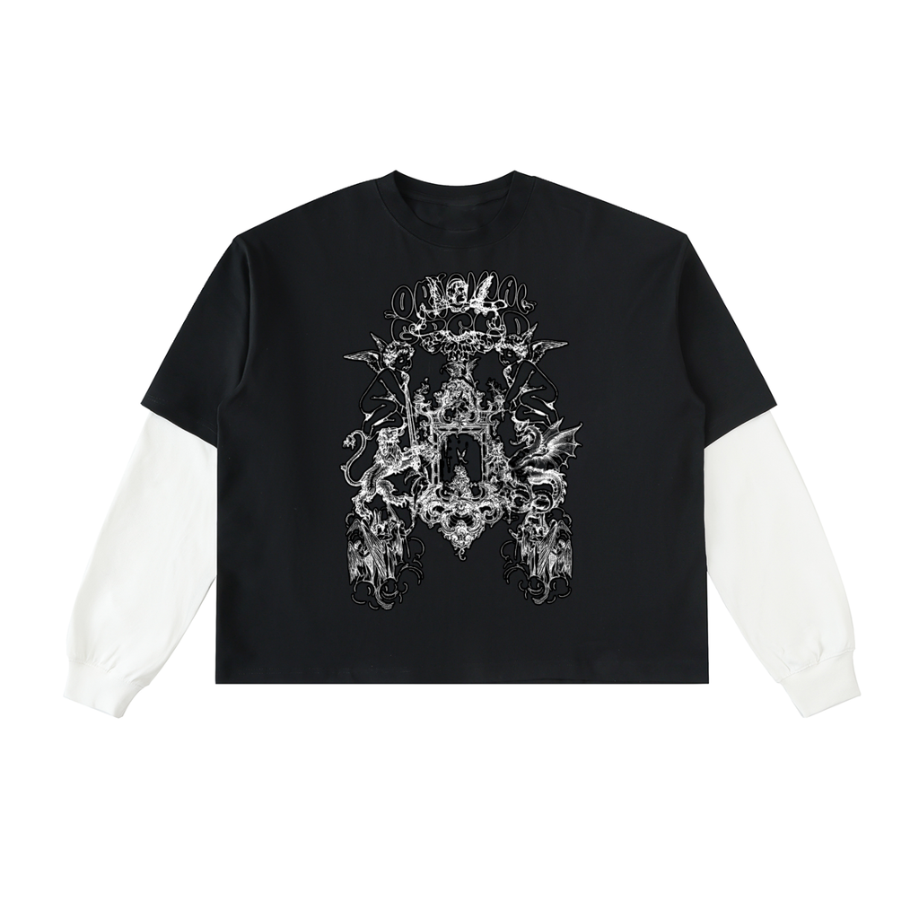 MURAL Layered Contrast Sleeve Cotton T-Shirt