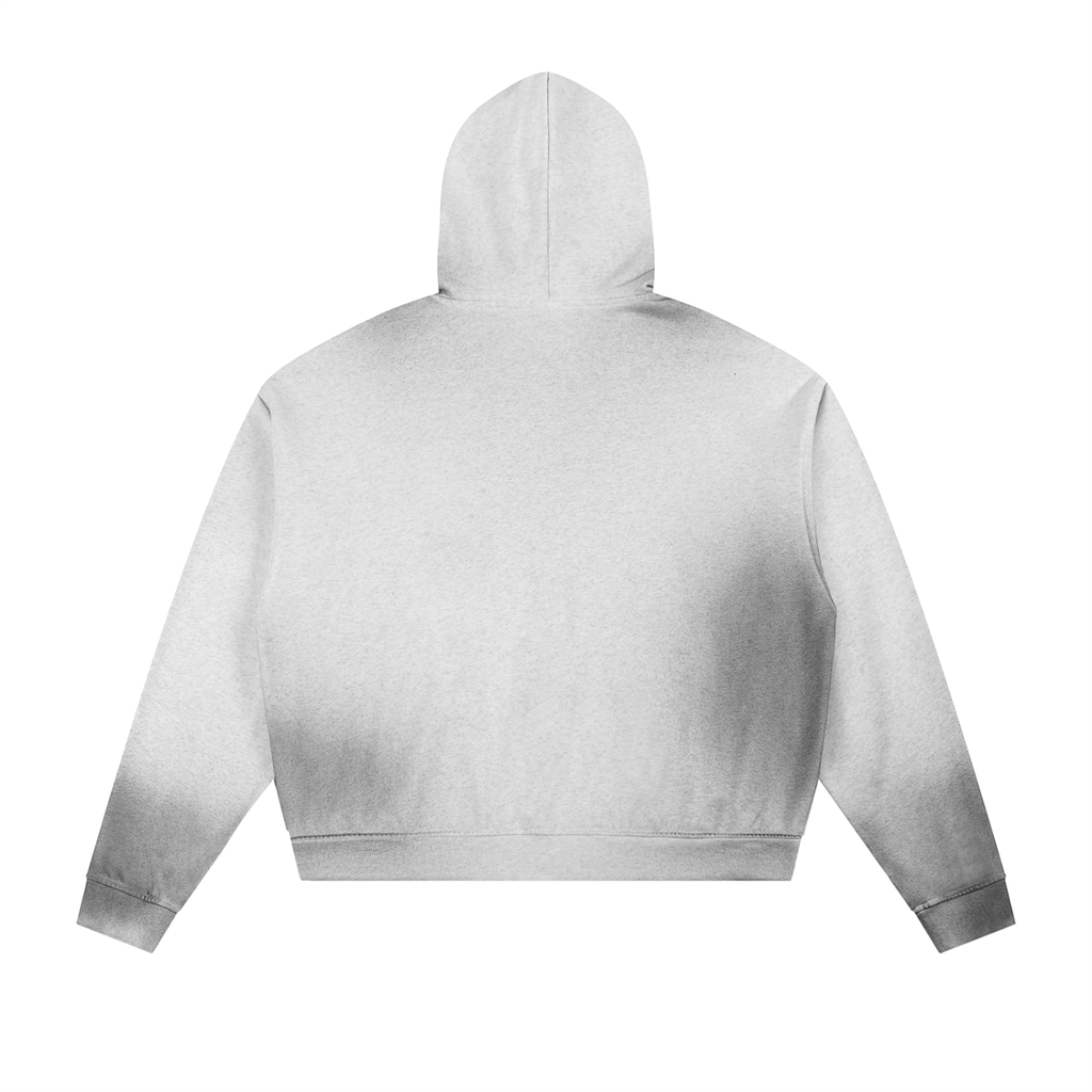 Grafitti Sun Faded Frayed Raw Edge Fleece Zip Hoodie